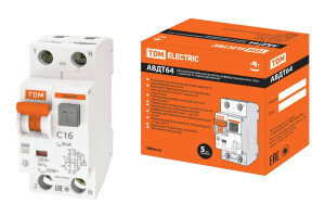 АВДТ 64 2Р(1P+N) C16 30мА тип А защита 265В - Автоматический Выключатель Дифференциального тока  TDM