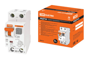 АВДТ 64 2Р(1Р+N) C20 30мА тип А защита 265В - Автоматический Выключатель Дифференциального тока  TDM